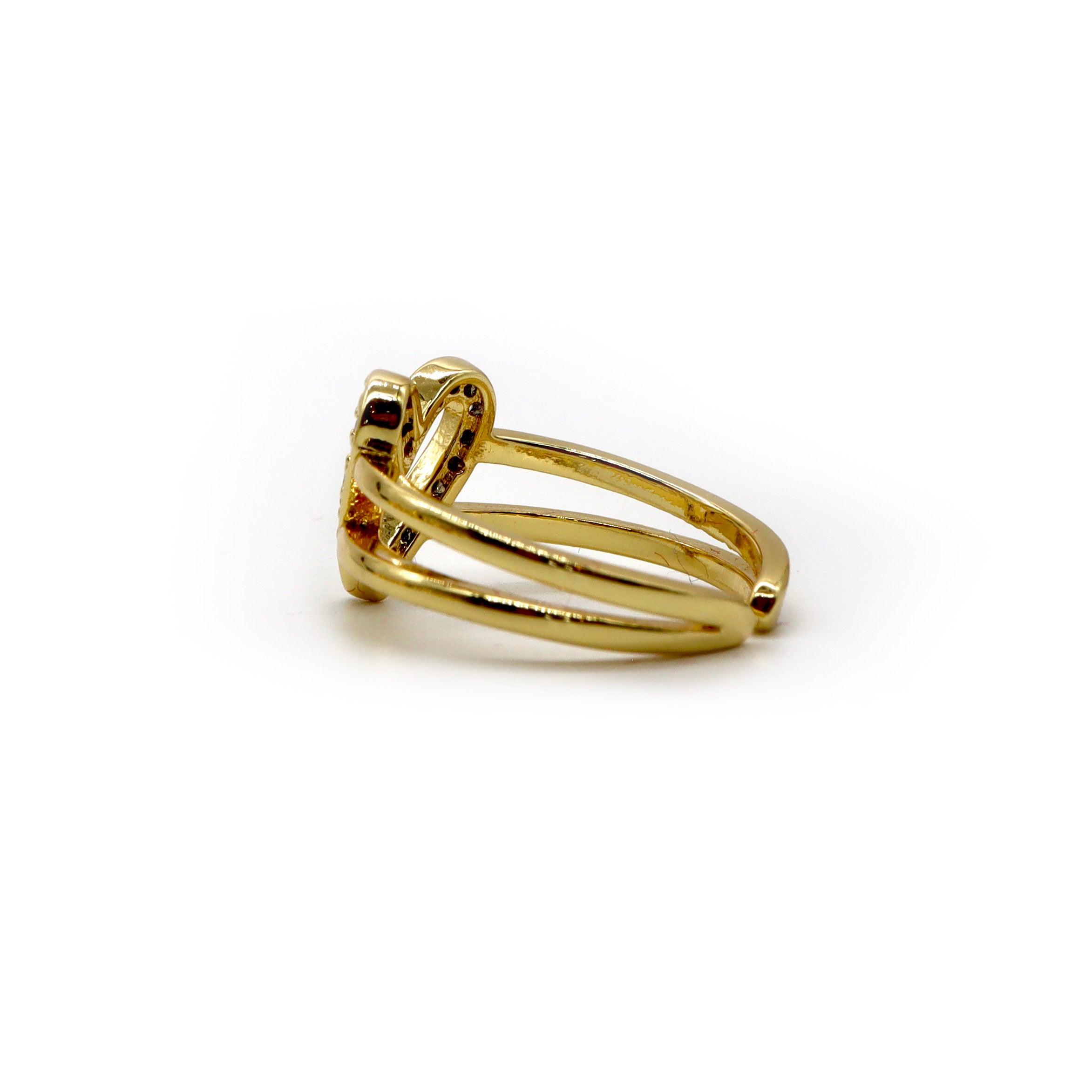 18K Gold Plated Open Heart Ring with Cubic Zirconia - Adjustable Size for Women, Elegant Valentine's Gift for Her, Perfect for Anniversary, Birthday and Romantic Occasions
