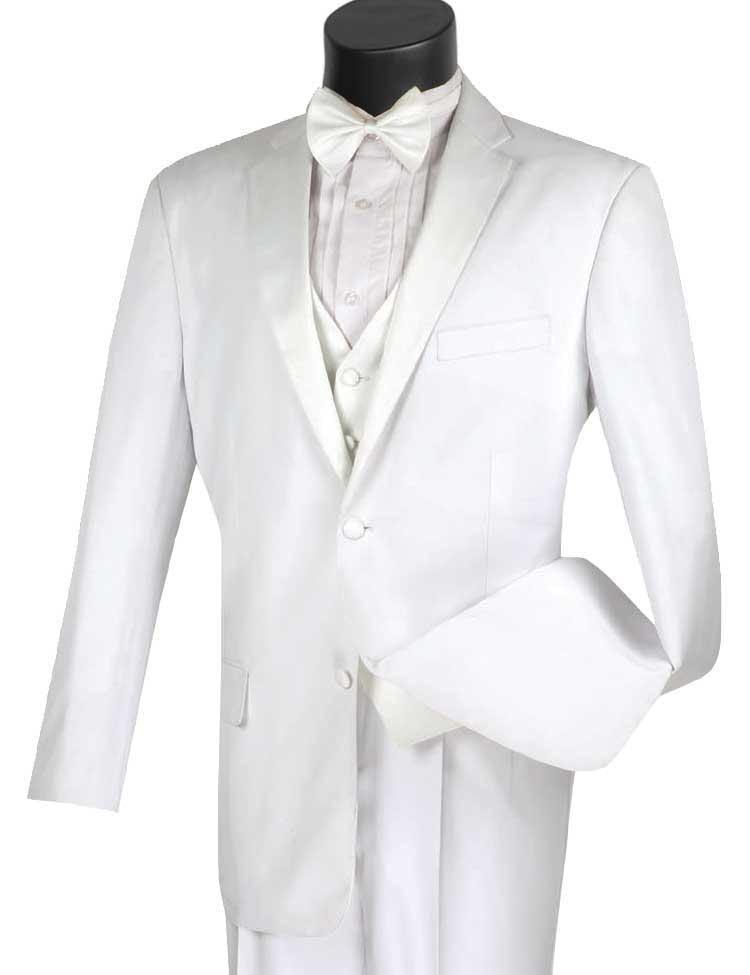 Men's White Tuxedo 3-Piece Suit Set with Bow Tie - Formal Wedding, Prom & Evening Wear | Classic Regular Fit Tuxedo for Groom, Gala & Special Occasions