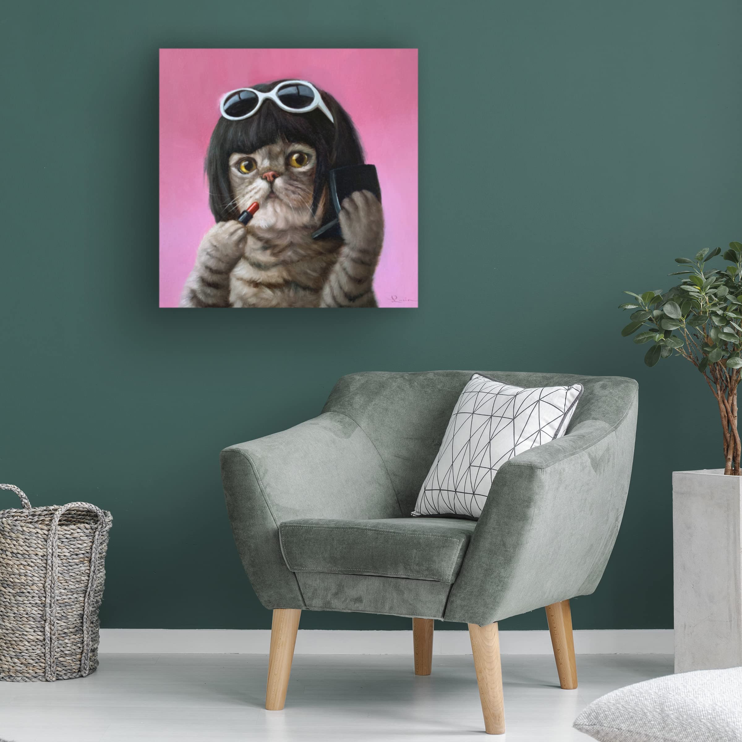 Lucia Heffernan 'Bob Cat' Canvas Art Print - Whimsical Animal Wall Decor for Living Room, Bedroom & Office - Trademark Fine Art Collection