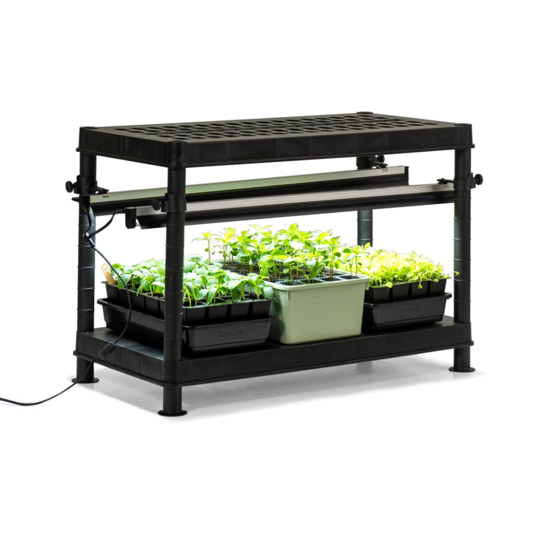 Gardener's Supply Company Stack-n-Grow Grow Light System with 2 Full-Spectrum T5 Fluorescent Bulbs – Indoor Plant Stand for Seeds, Herbs, Succulents & Houseplants | Perfect for Home Gardening, Hydroponics & Year-Round Indoor Planting