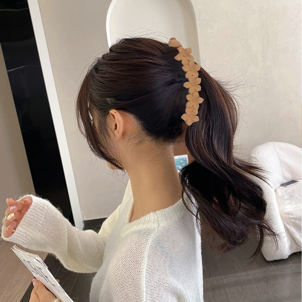 6 Pack Non-Slip Banana Hair Clips for Women - Thick Flower Hair Accessories for Ponytails & Fine Hair - Perfect for Daily Wear, Weddings & Special Occasions