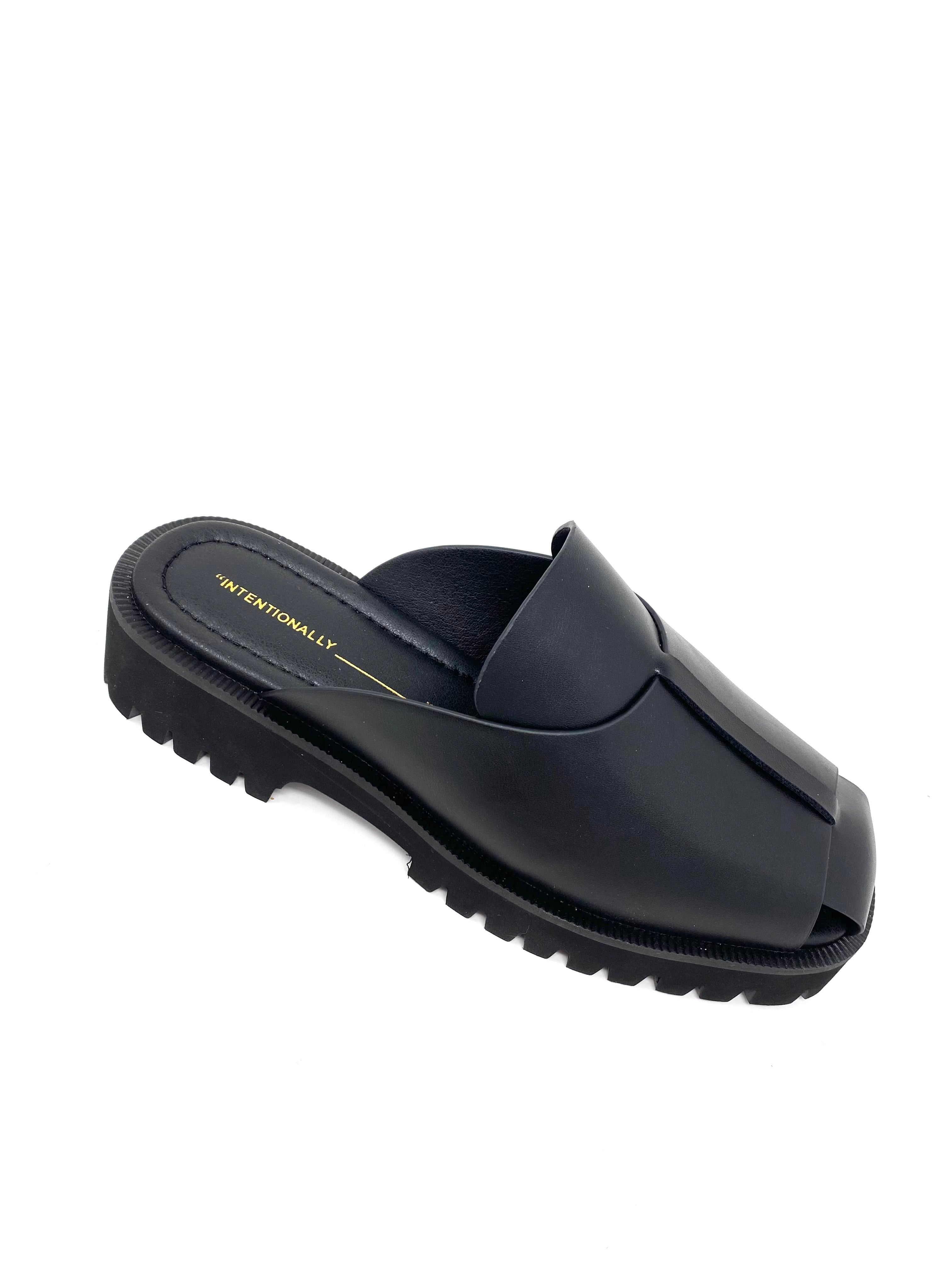 Intentionally Blank Delancey Lug Sole Sandal - Black Women's Chunky Platform Sandals for Casual Outings & Summer Street Style