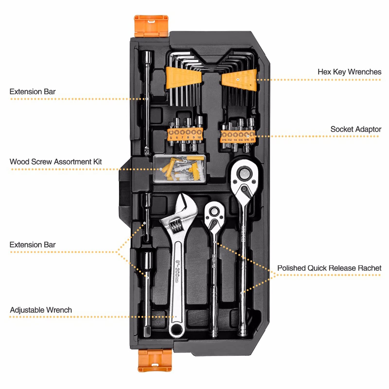 192-Piece Professional Mechanics Tool Set with Ratchet, Spanner & Screwdriver - Complete Auto Repair Socket Kit in Durable Blow-Molding Case | Perfect for Car Maintenance, DIY Projects & Emergency Roadside Repairs