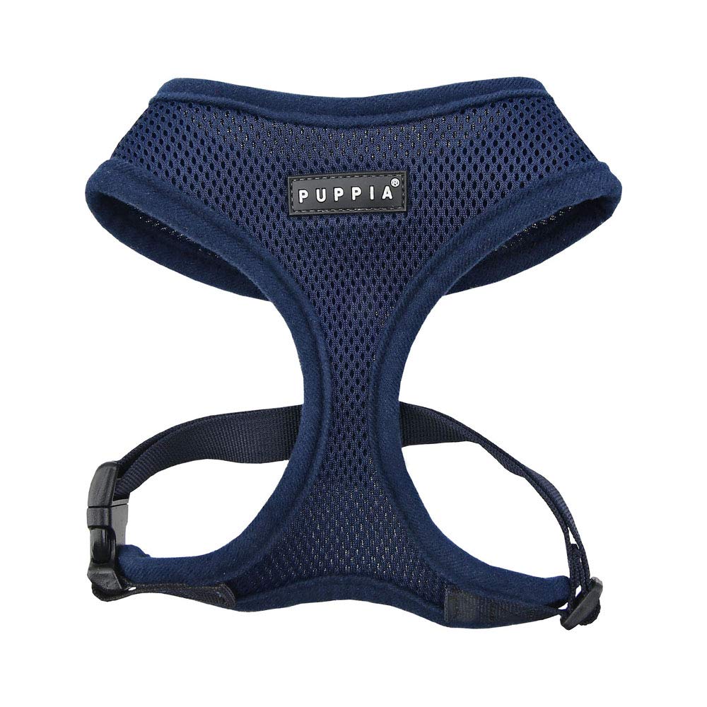 Puppia Soft Dog Harness for Small Dogs - Adjustable & Comfortable Navy Blue Pet Vest - Perfect for Walking, Training & Outdoor Adventures (PDCF-AC30-NY-S)