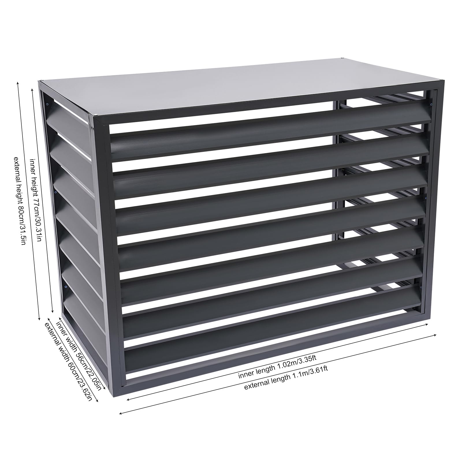 Outdoor Air Conditioner Cover - Aluminum Alloy Freestanding AC Privacy Screen Fence Panel for Backyard, Patio & Deck - Weatherproof Grey AC Fence for Yard Privacy & Aesthetic Protection