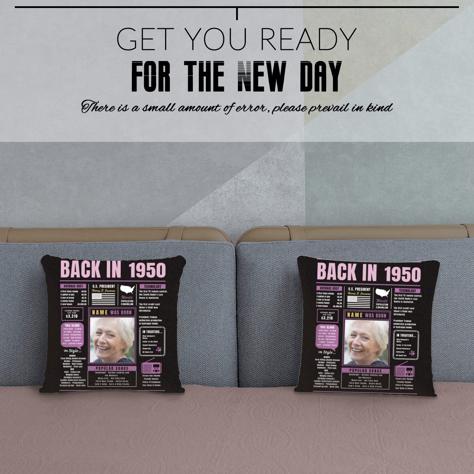 74th Birthday Party Decorations - Purple Custom Throw Pillow for Sofa | Super Soft 1950 Themed Pillowcase | Perfect Gift for Men, Women, Boys & Girls | Great for Birthday Celebrations, Home Decor & Special Occasions
