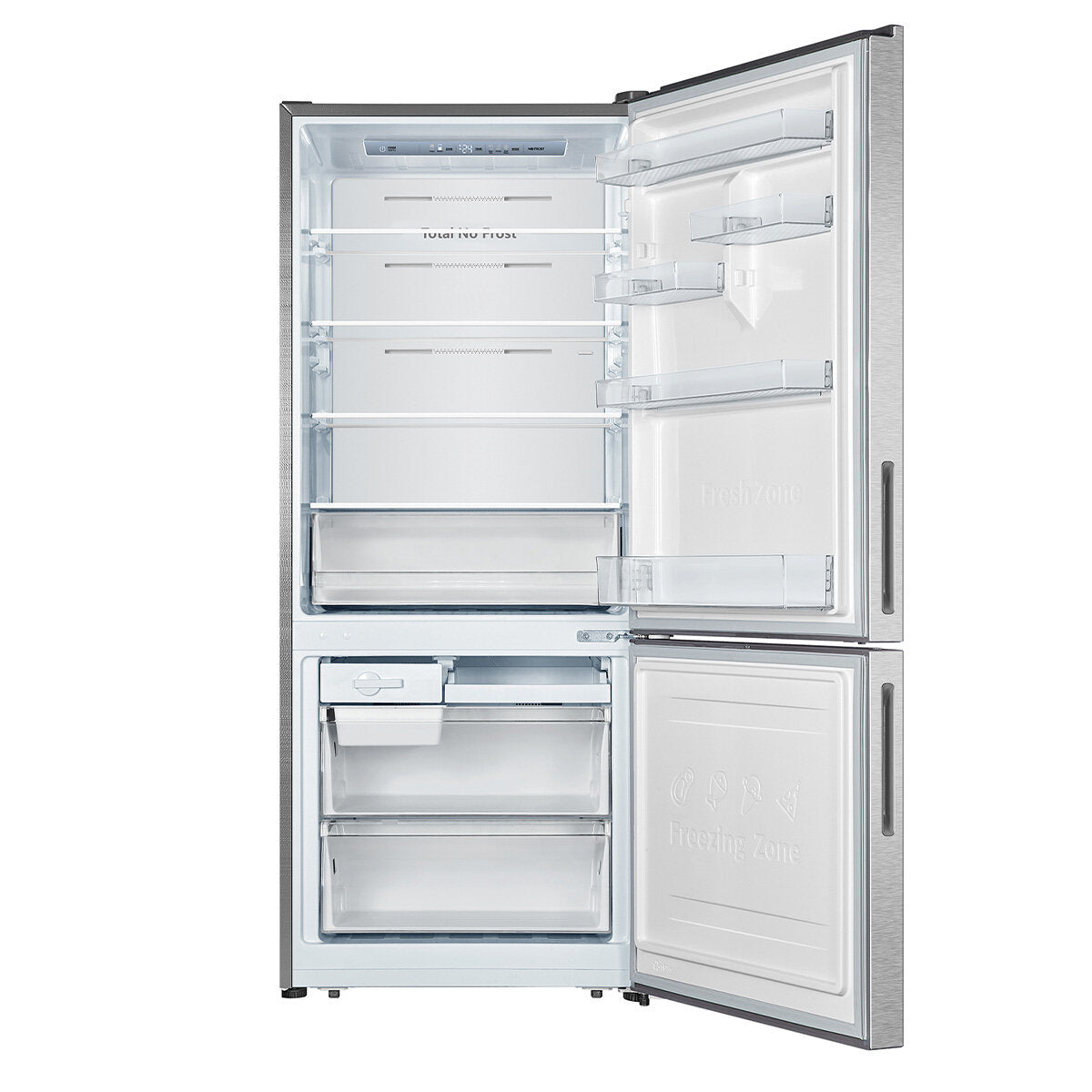 Hisense 417L Bottom Mount Refrigerator with PureFlat Design - Silver HRBM418S - Perfect for Kitchens, Apartments & Small Spaces