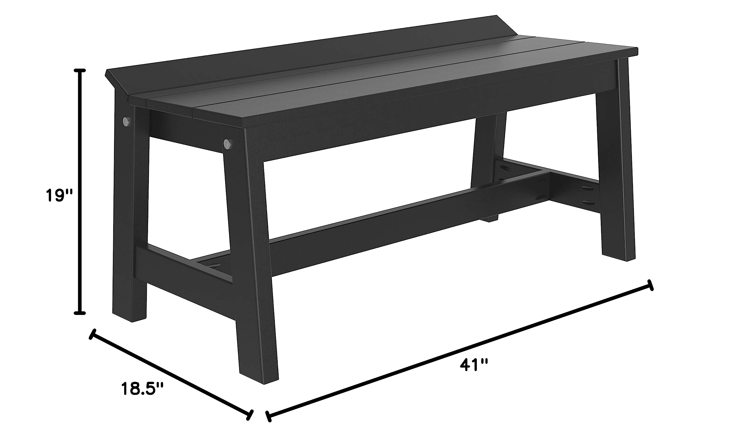 LuxCraft Café Poly Outdoor Dining Bench 41 Inch - Weather-Resistant Black Patio Furniture for Garden, Backyard, Restaurant & Café Seating