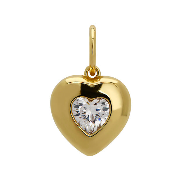 Goldbug Collection CZ Puffy Heart Charm Pendant Necklace - Cubic Zirconia Heart Jewelry for Women - Perfect for Valentine's Day, Anniversary & Romantic Gifts
