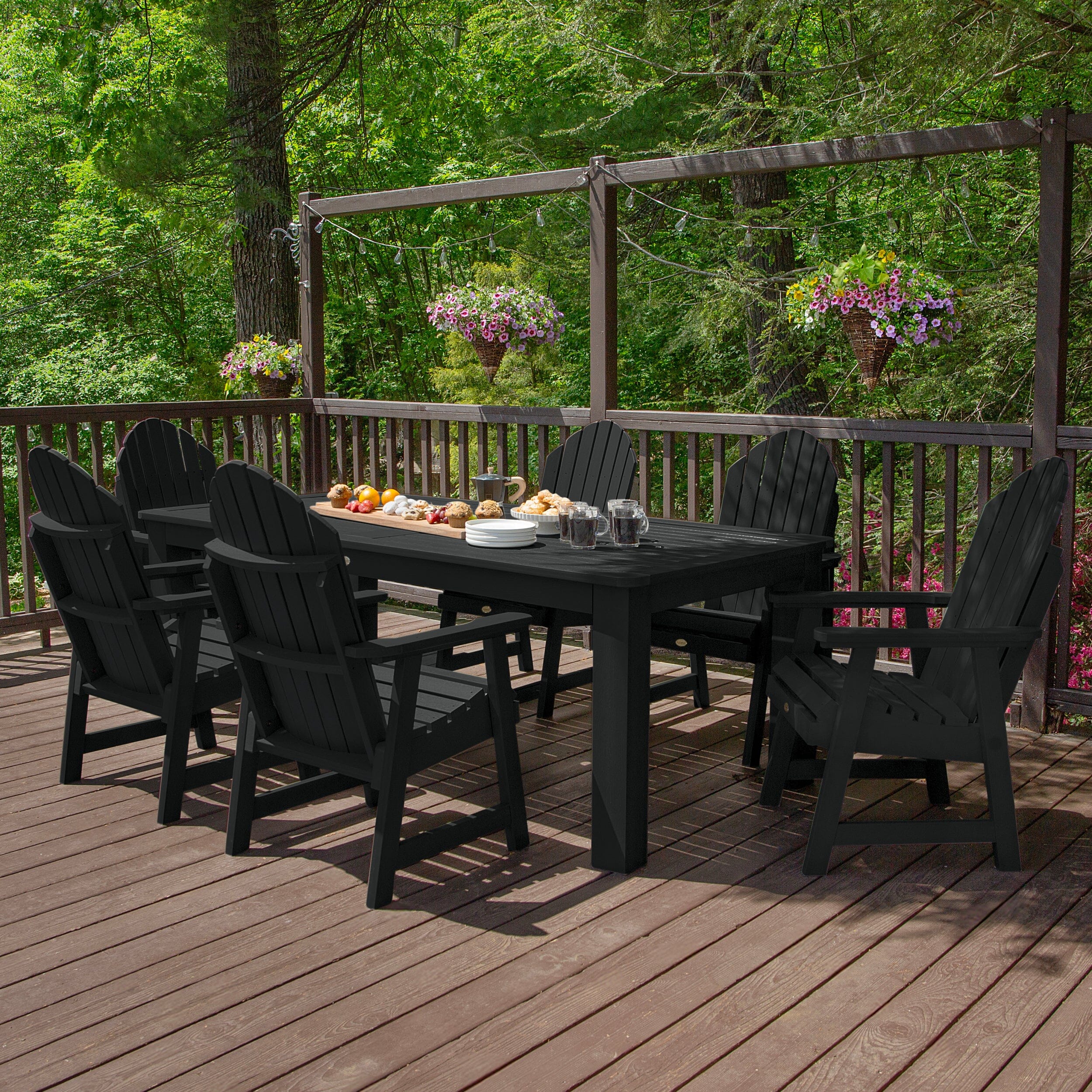 Premium Hamilton 7-Piece Outdoor Dining Set 42x84 Inches - Patio, Garden, Backyard Furniture for Dining & Entertaining