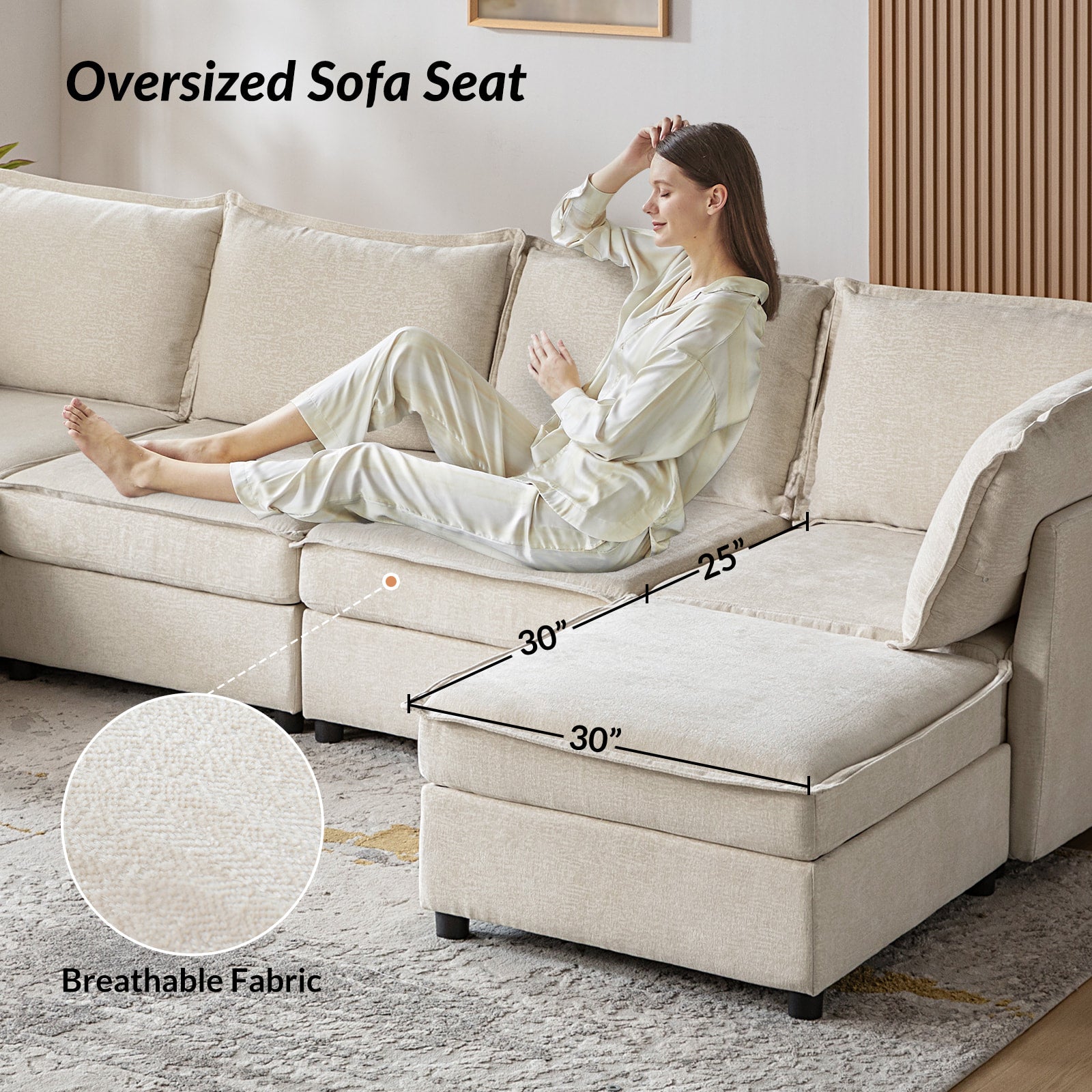 Harmetrix Oversized Soft Sectional Couch with Storage | Modern L-Shaped Sofa Bed with Hidden Compartment | Perfect for Living Room, Family Room & Small Spaces