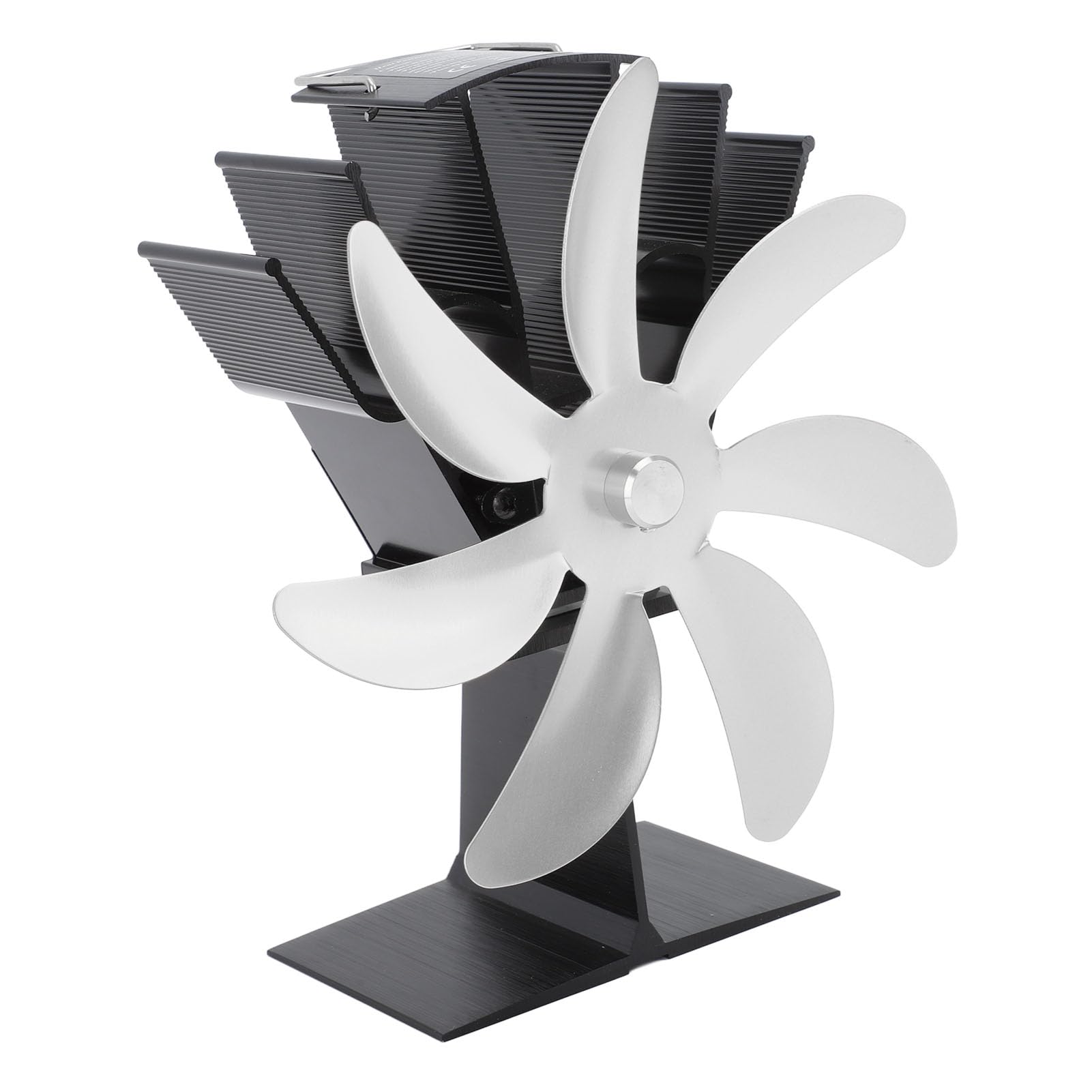 **Heat Powered Wood Stove Fan - 7 Blade Aluminum Alloy Fireplace Fan for Wood Log Burners & Stoves - Efficient Heat Circulation for Cozy Home Heating (Silver)**    *(Perfect for Fireplace, Wood Stove, or Pellet Stove to Distribute Warm Air & Reduce Heating Costs)*