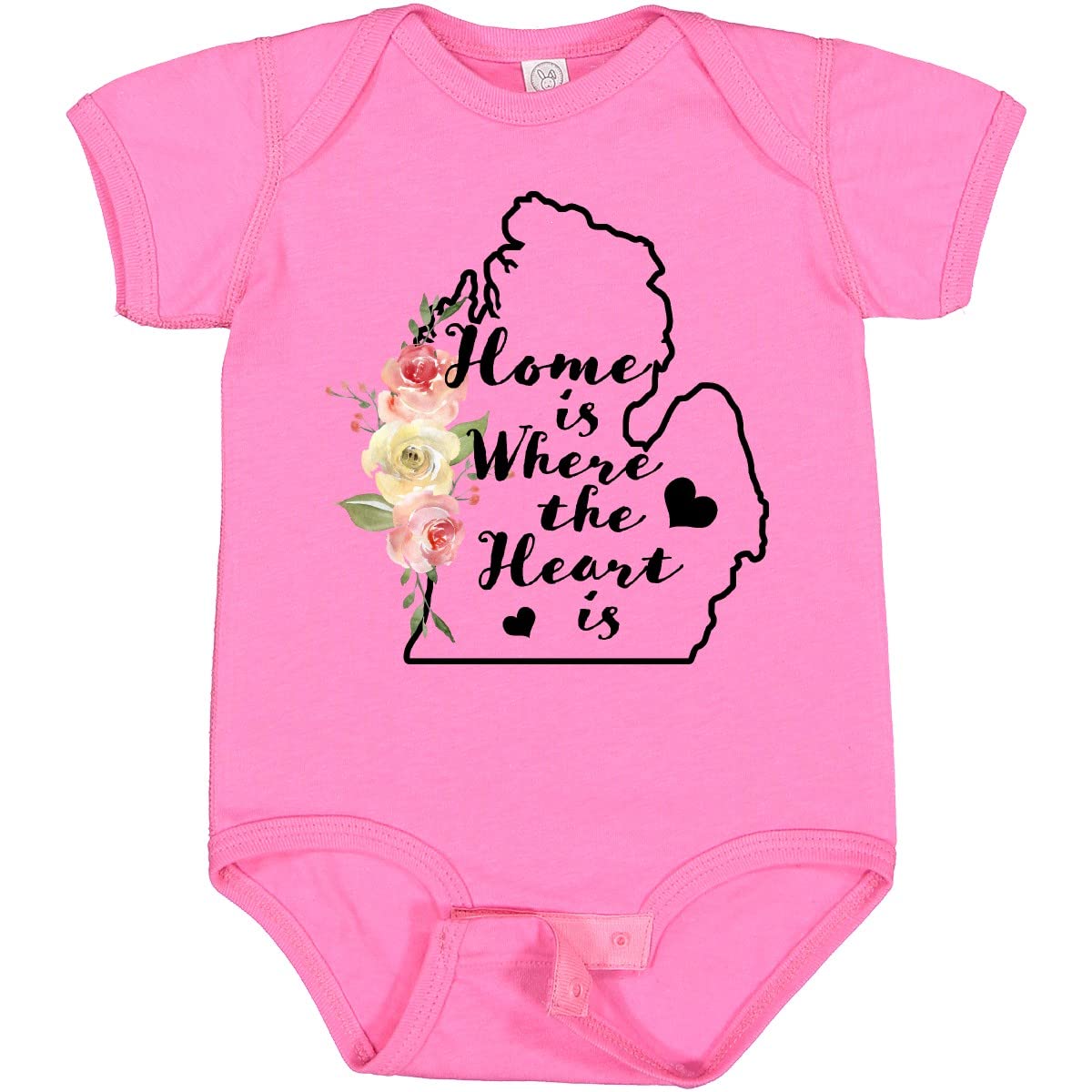 Inktastic Michigan Home is Where The Heart is Watercolor Baby Bodysuit - Soft Cotton Onesie for Newborns, Infants & Toddlers - Perfect for Family Photos, Holidays & Everyday Wear