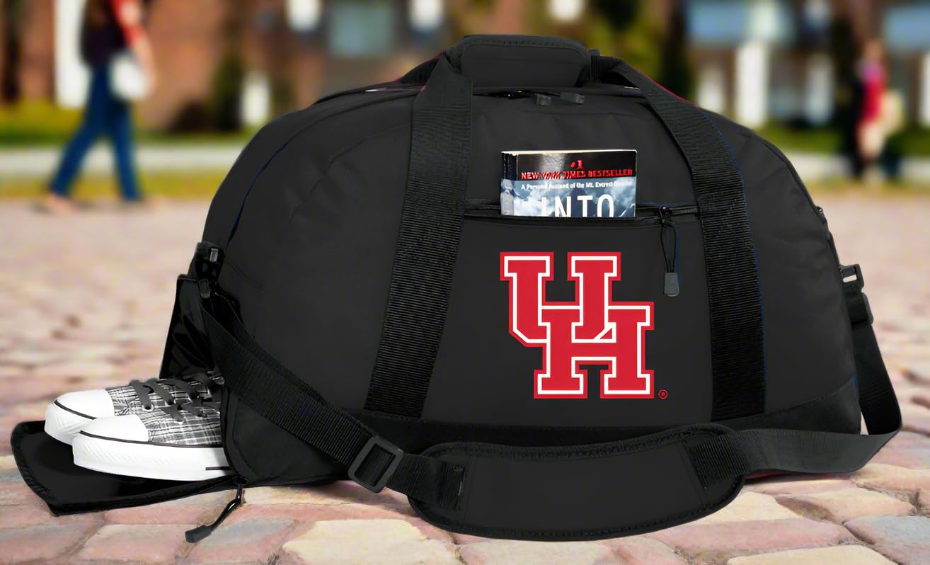 University of Houston UH Cougars Logo Duffel Bag with Shoe Pocket - Durable Gym Bag for Sports, Travel & Workout - Perfect for College Students, Athletes & Gym Enthusiasts