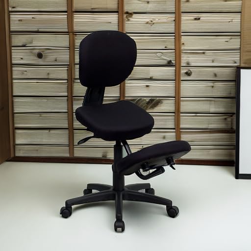 Ergonomic Kneeling Office Chair - Adjustable Posture Support Black Fabric Task Chair for Home & Office Workspace