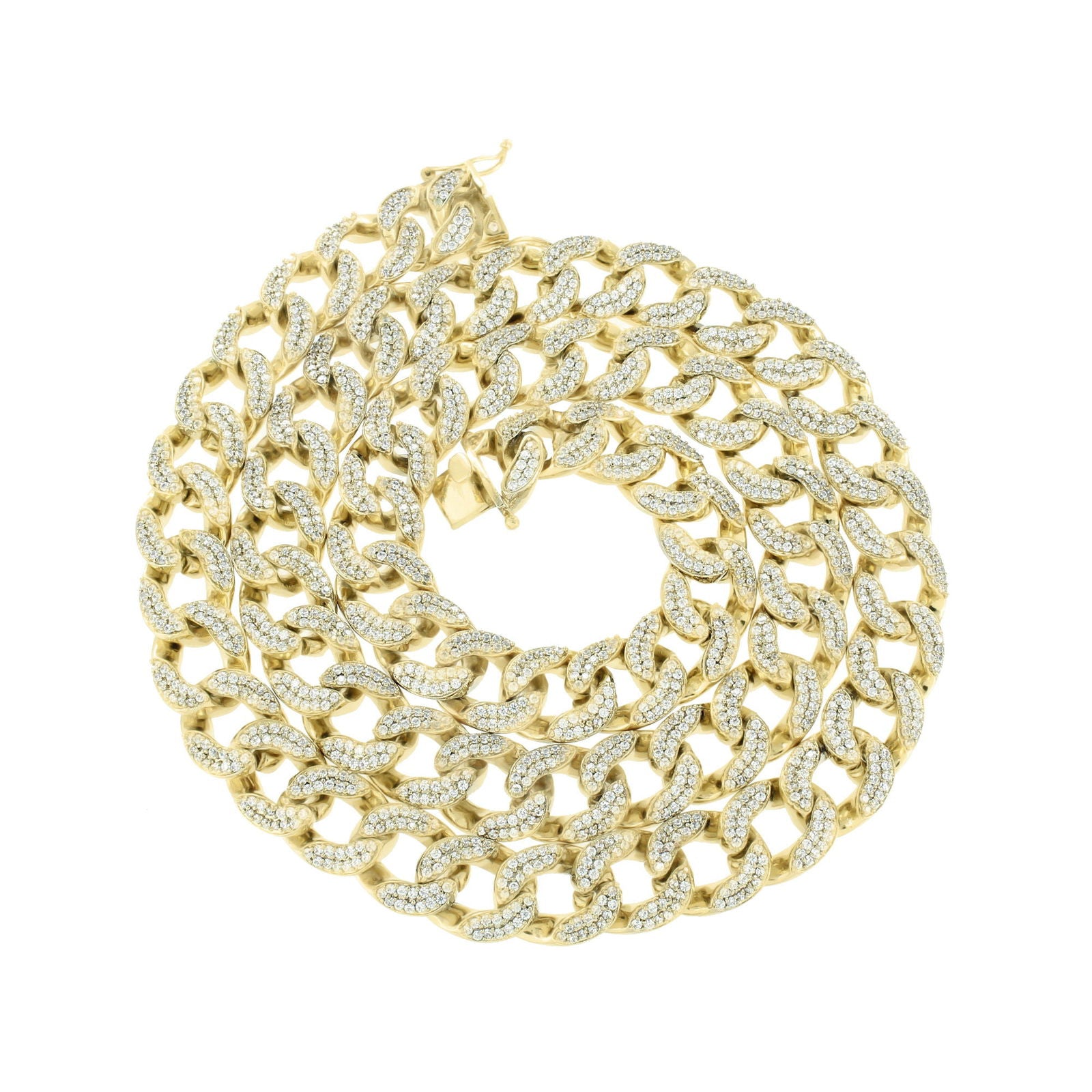14K Yellow Gold Miami Cuban Link Chain Necklace with Lab-Grown Diamonds | 30