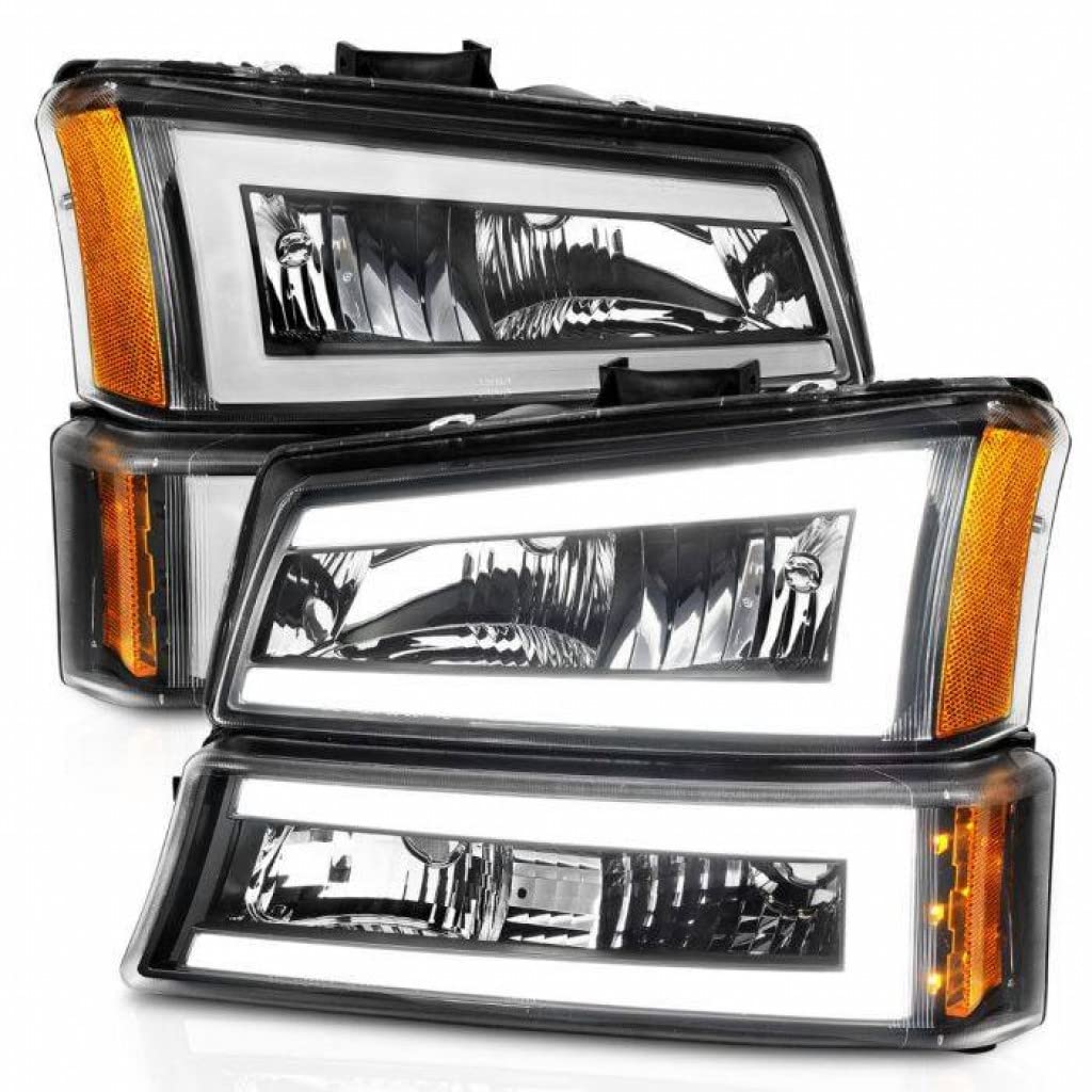 ANZO Crystal Black Headlights for Chevy Silverado 1500/2500 HD (2003-2006) | 111501 | Upgrade Your Truck's Style & Night Visibility