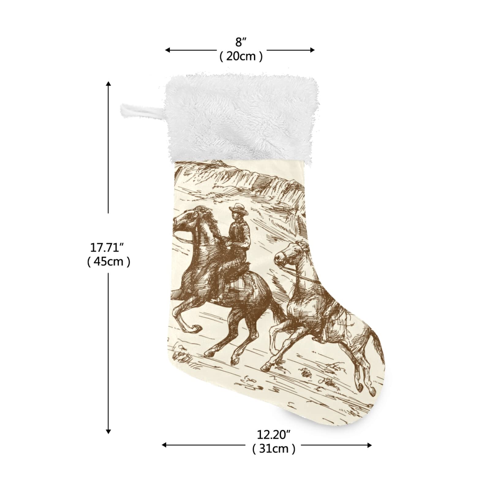 Personalized Large 18 Inch Western Desert Cowboy Christmas Stockings - Cute Snowflake Xmas Stockings for Holiday Decorations, Family Party & Gifts (2PCS) | Perfect for Fireplace Mantel, Christmas Tree Decor & Festive Home Decorating