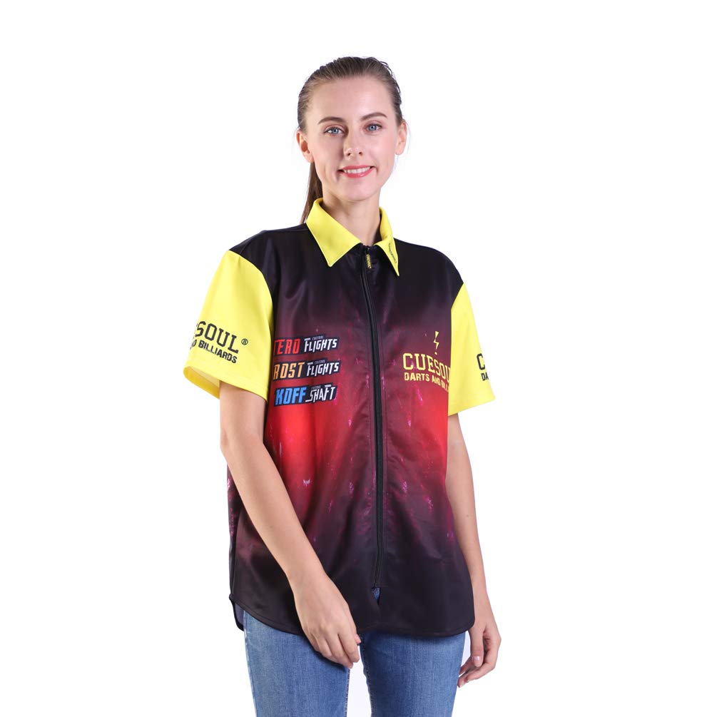 **CUESOUL Men's & Women's Short Sleeve Casual Shirt - Breathable Athletic Dart Shirt for Professional Players | Perfect for Dart Tournaments & Casual Wear**