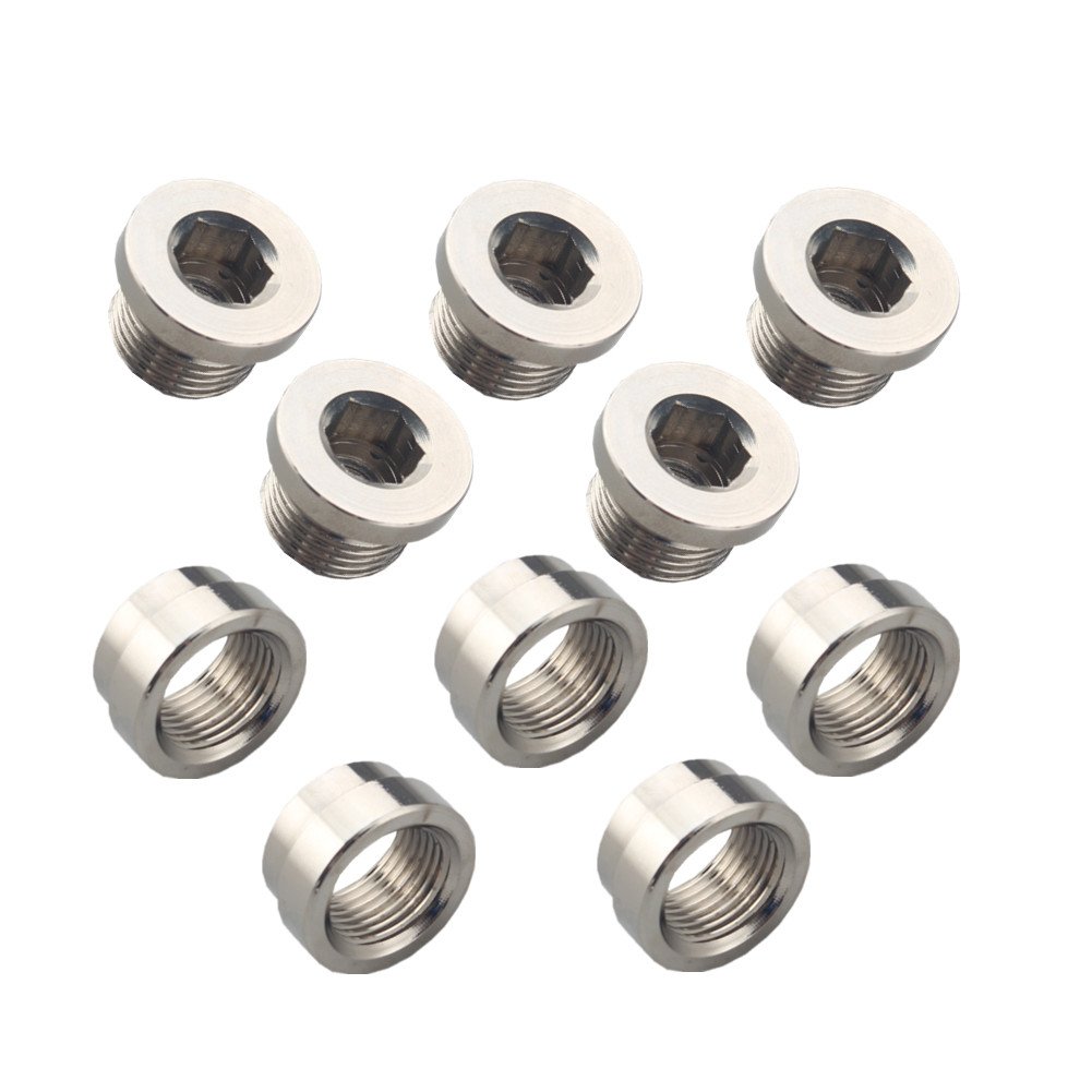 JGR O2 Oxygen Sensor Stepped Weld Bungs - 5 Pack with M18 x 1.5 Threads - Compatible with Universal Exhaust Systems - Perfect for Automotive Repair & Performance Upgrades