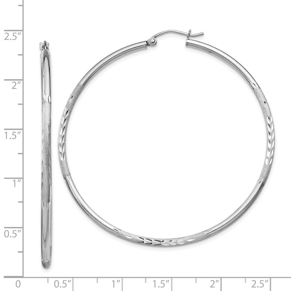 Elegant 58mm Diamond-Cut Sterling Silver Hoop Earrings for Women - Perfect for Everyday Wear, Date Nights & Special Occasions