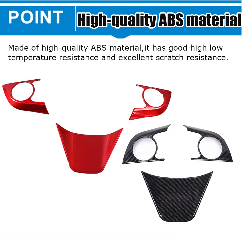 Premium ABS Plastic Steering Wheel Trim Cover Set (3PCS, Red) - Perfect Fit for Toyota Avalon 2019-2021 & Camry 2018-2021 - Enhance Interior Style & Grip for Safe Driving