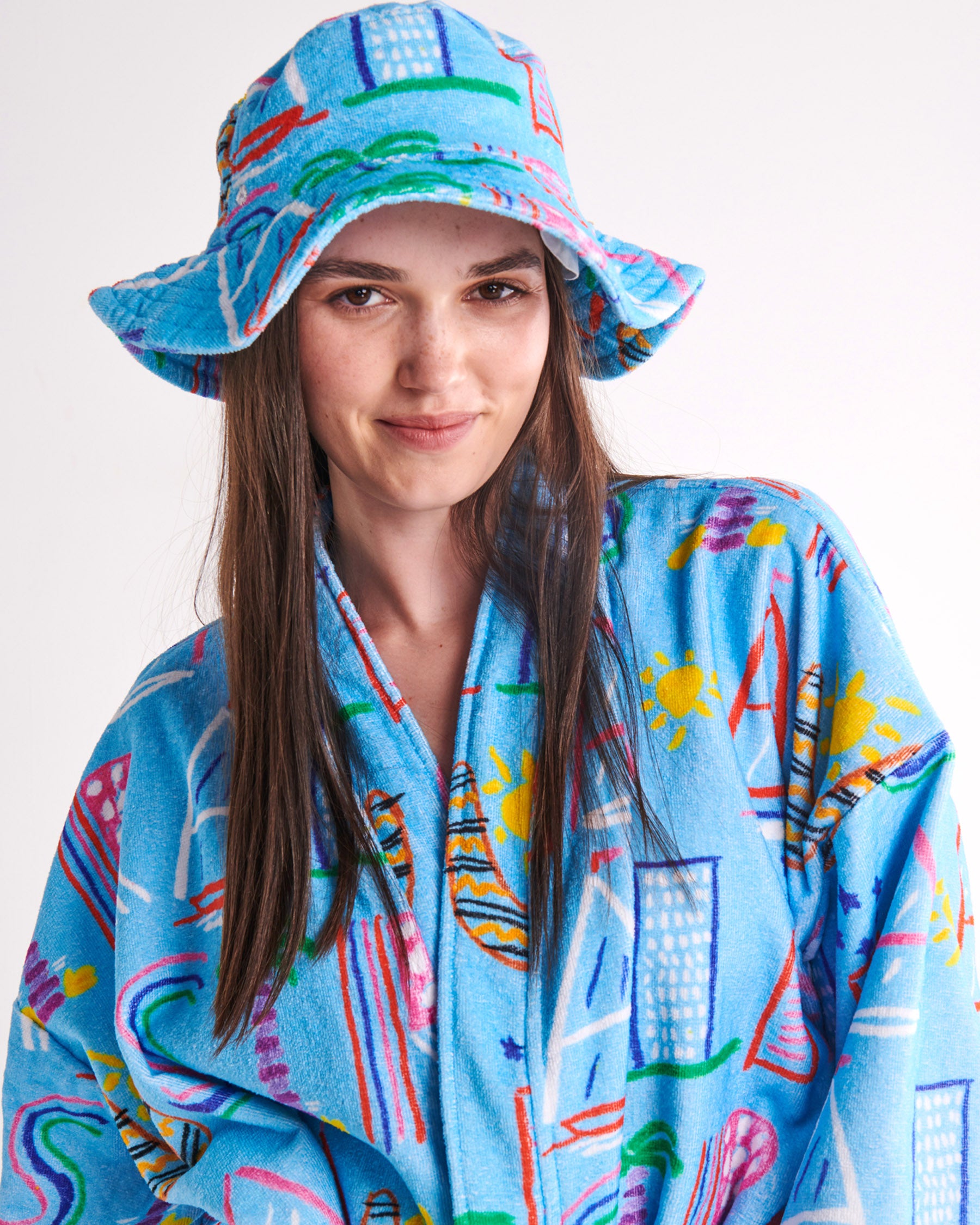 Kip&Co x Ken Done Australia Mate Terry Beach Hat - Sun Protection Wide Brim Hat for Women & Men - Perfect for Beach, Pool, and Outdoor Summer Activities