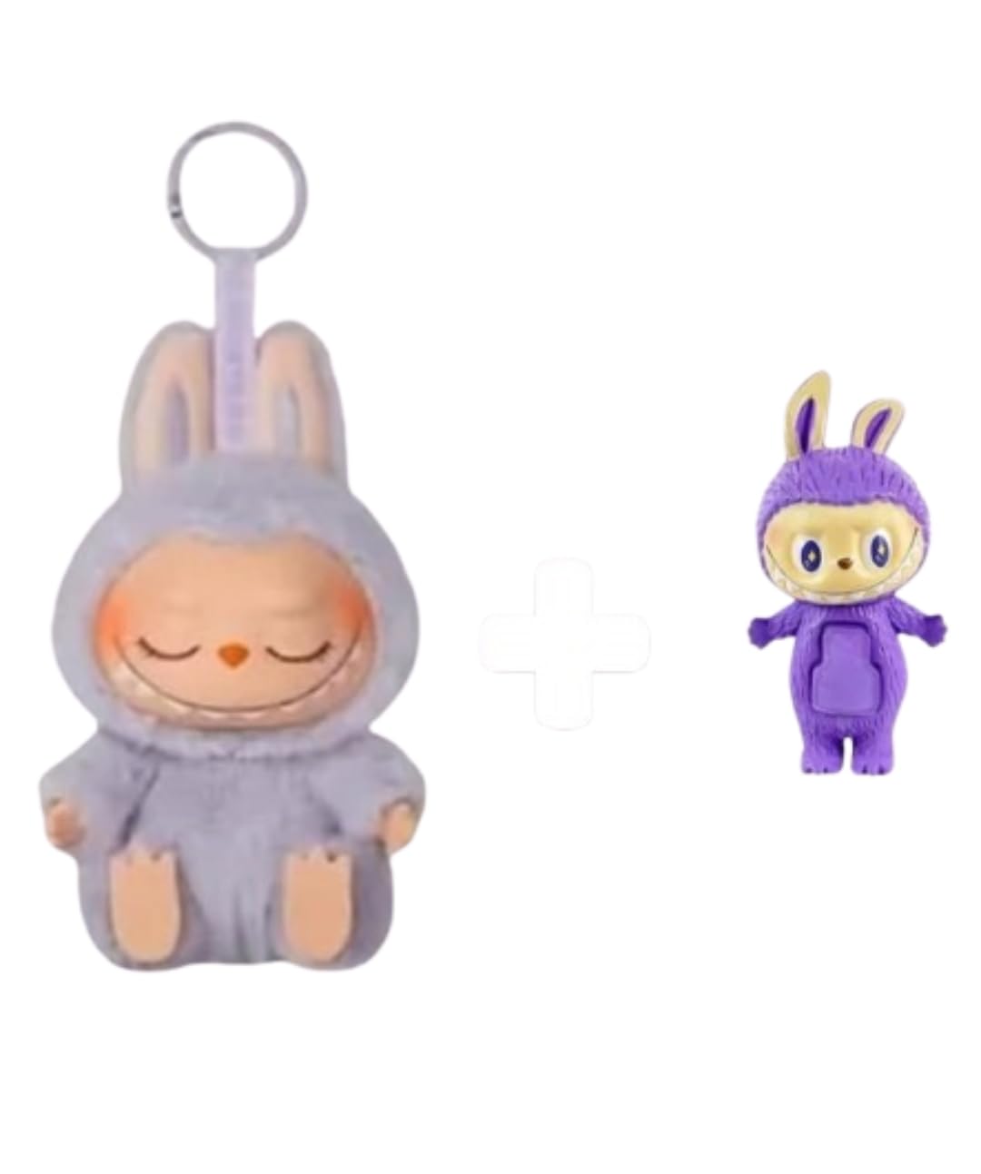 2-in-1 Plush Doll Keychain Set - Cute Sitting Pose Collectible Toy for Bags, Gifts & Home Decor