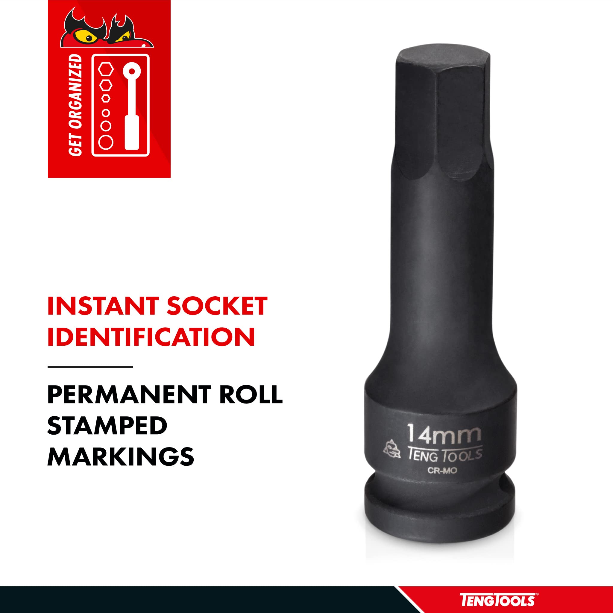 Teng Tools 921608 1/4 Inch & 1/2 Inch Drive SAE Hex Chrome Molybdenum Impact Socket Set - Professional Mechanic Hand Tools for Automotive Repair & DIY Projects