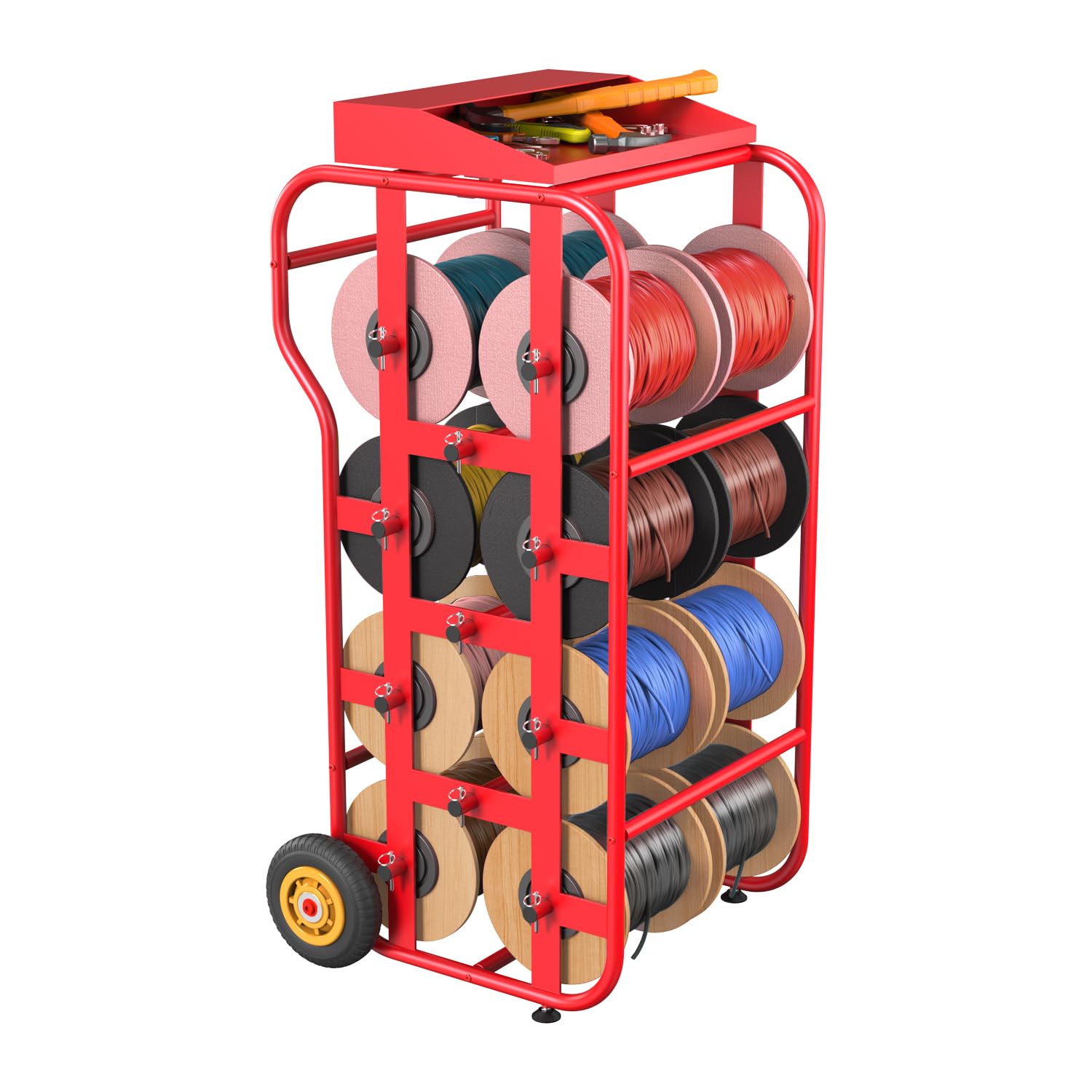 Wire Spool Rack & Cable Caddy - Portable Wire Holder for Efficient Cable Management | Multi-Spool Dispenser for Electrical, Industrial & Retail Use | Perfect for Electricians, DIY Projects & Workshop Organization