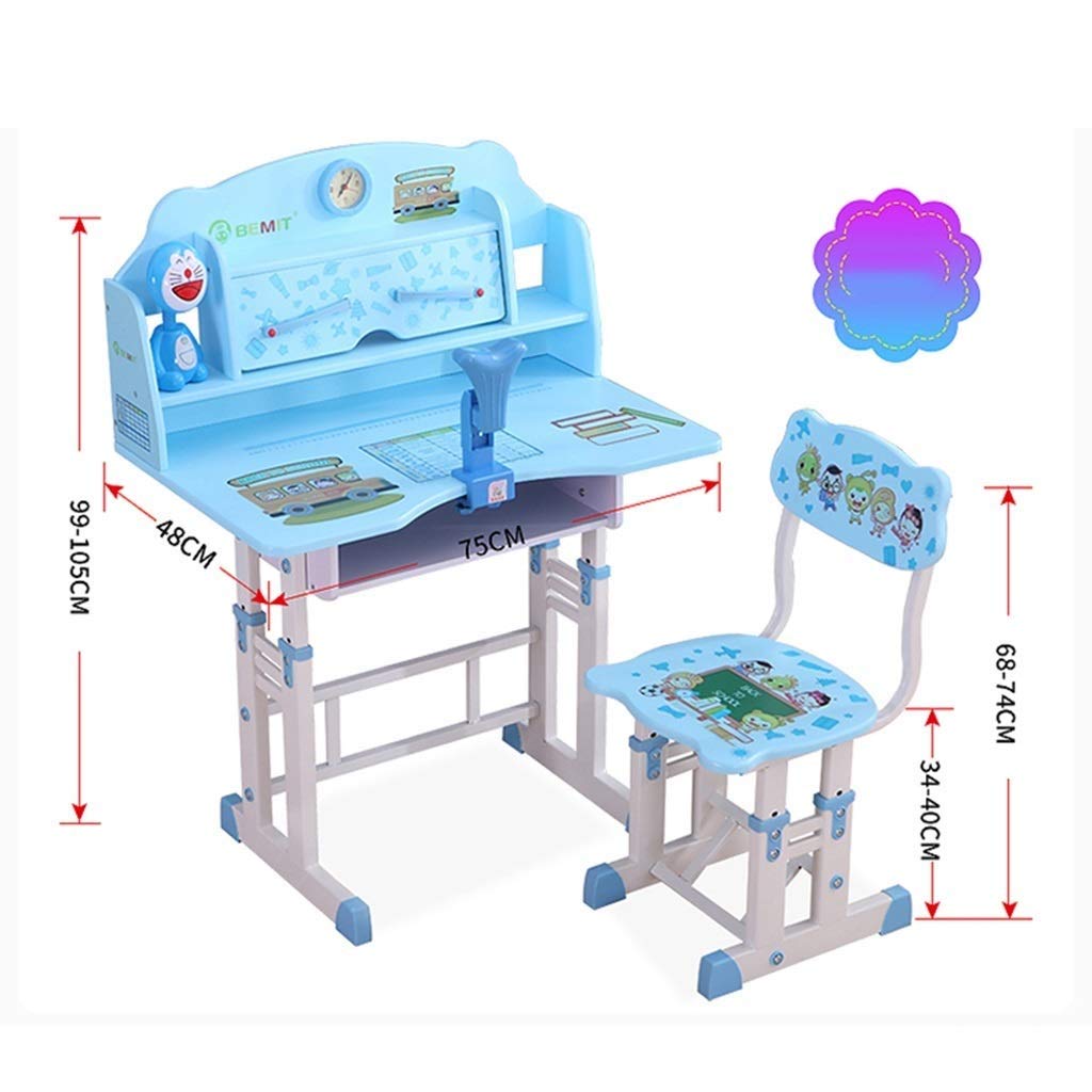Adjustable Height Study Desk with Pull-Out Drawer & Bookshelf - Ergonomic Home Office Writing Table for Kids, Eye Protection & Posture Correction - Perfect for Online Learning, Homework, and Remote Work