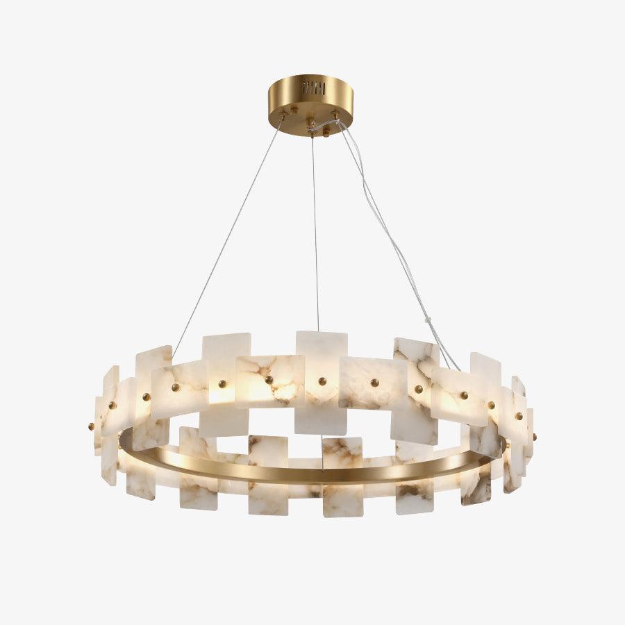 Alabaster Halo Chandelier - Modern Crystal Ceiling Light Fixture for Dining Room, Bedroom & Living Room Decor