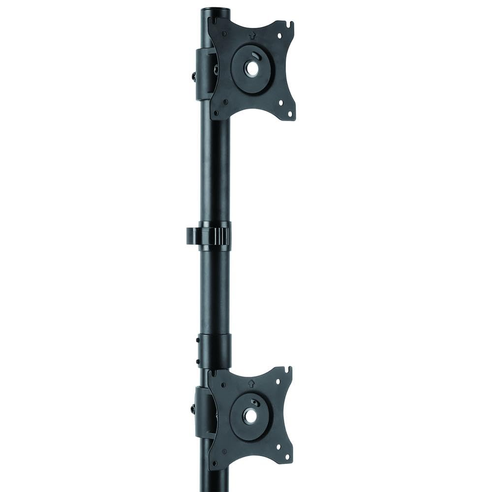 StarTech.com Vertical Dual Monitor Stand for 13” to 27” Screens - Adjustable VESA Mount Stand for Double Stacked Computer Monitors - Black (ARMBARDUOV) - Perfect for Home Office, Gaming Setup & Workspace Organization