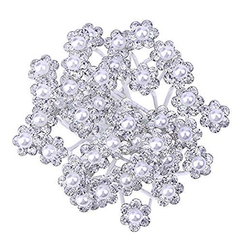 20Pcs Elegant Bridal Hair Pins with Pearl Flower & Crystal Rhinestone Decorations - Perfect for Weddings, Prom, Parties and Special Occasions