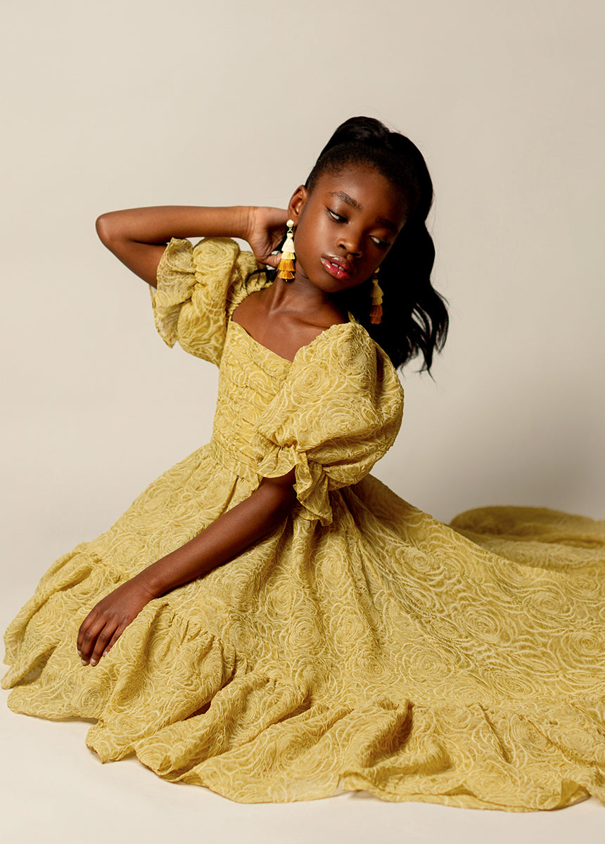 Shwaney Women's Floral Print Impact Dress in Citron Yellow - Perfect for Summer Parties, Weddings & Casual Outings