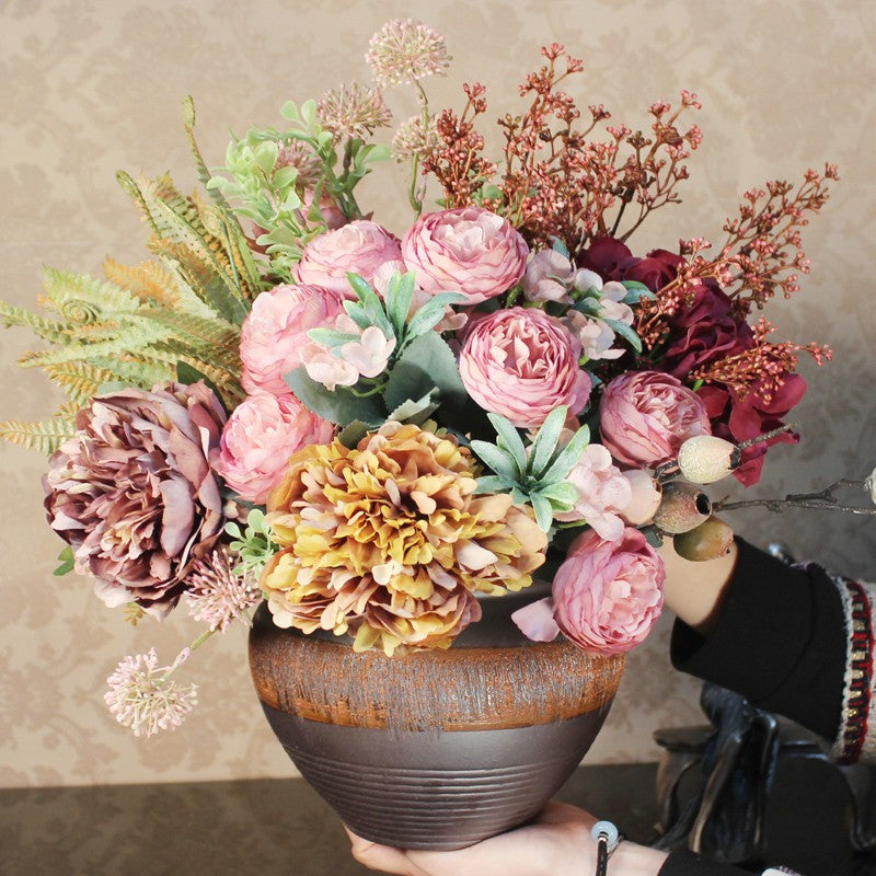 Luxury Artificial Peony Flower Bouquet - Real Touch Faux Silk Floral Arrangement for Bedroom Decor, Large Table Centerpiece for Wedding, Living Room, Dining Table & Home Decoration