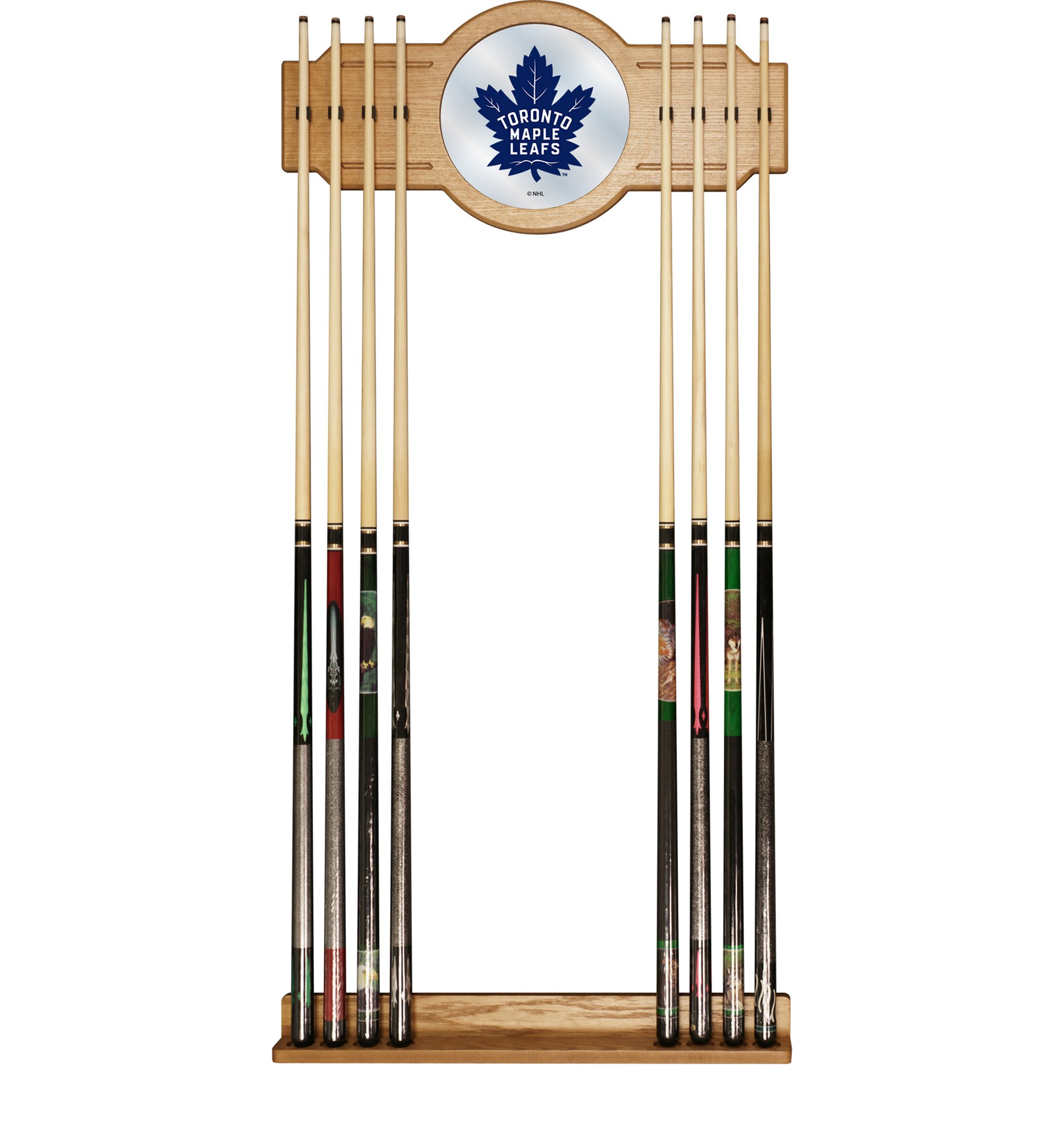 NHL Toronto Maple Leafs Billiard Cue Rack with Mirror - Premium Pool Accessory for Game Rooms, Sports Bars & Man Caves - Perfect for Hockey Fans & Pool Players