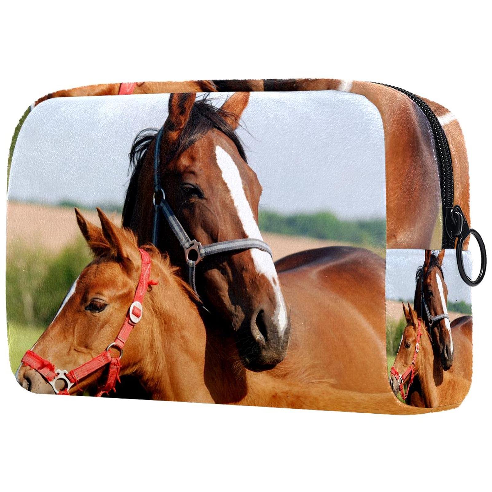 Waterproof Travel Cosmetic Bag for Women - Large Roomy Makeup Organizer with Cute Horse Design - Perfect for Toiletries, Makeup Storage & Travel Accessories (Ideal for Vacation, Gym, Business Trips)