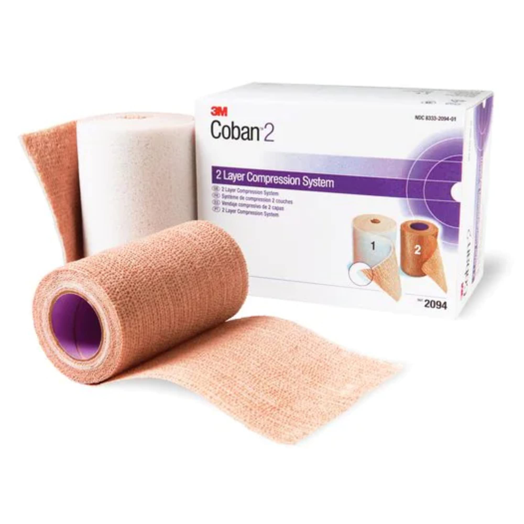 Coban 2 Layer Compression Bandage - Latex-Free Self-Adhesive Wrap for Sports Injuries & Post-Surgery Recovery - Ideal for Ankle, Knee & Wrist Support