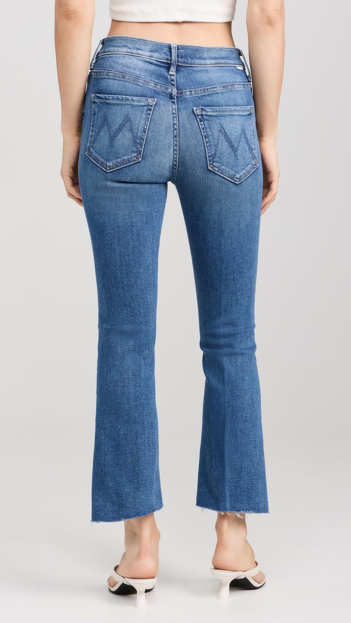 MOTHER Women's The Insider Crop Step Fray Jeans - Distressed High Waist Skinny Jeans in Blue Wash, Size 32 | Perfect for Casual Outfits, Date Nights & Street Style Fashion