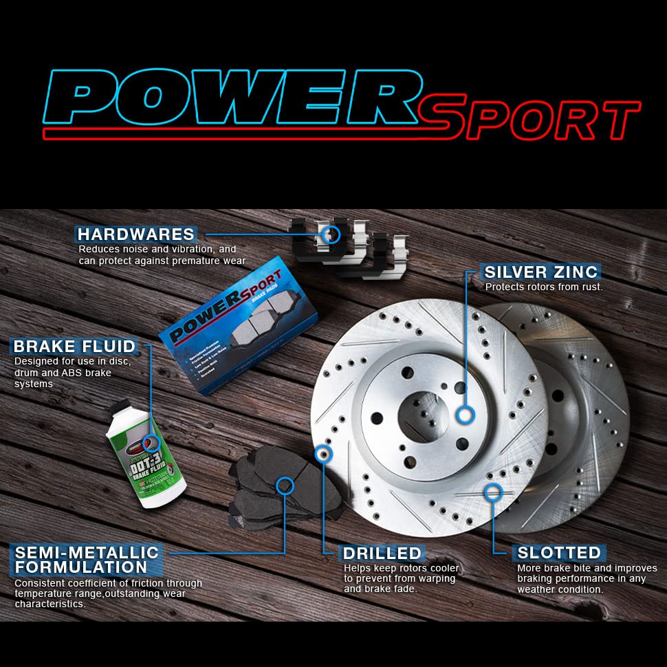 Premium Power Sport Front Brake Kit - Heavy Duty Brake Pads & Rotors Set with Hardware (BLC1.46022.44) | High-Performance Motorcycle & ATV Braking System for Off-Road & Street Riding