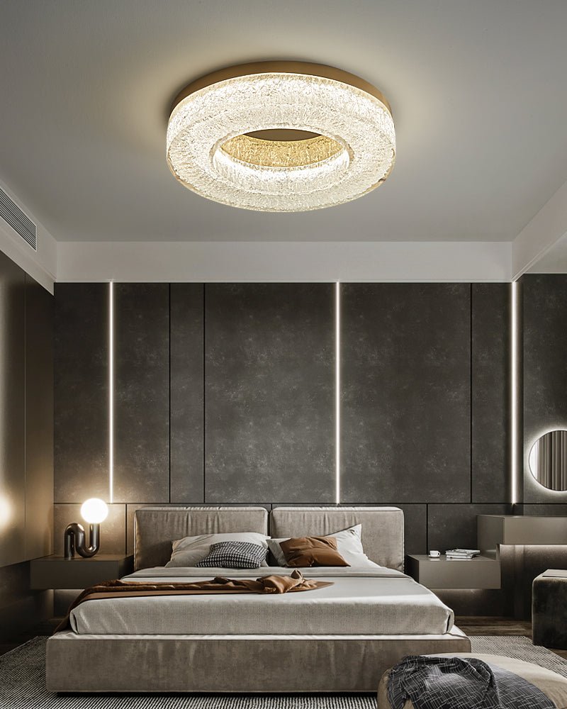 Modern Ice Crack Circle Ceiling Lamp - Stylish LED Chandelier for Living Room, Bedroom & Dining Room - Perfect for Home Decor & Ambient Lighting