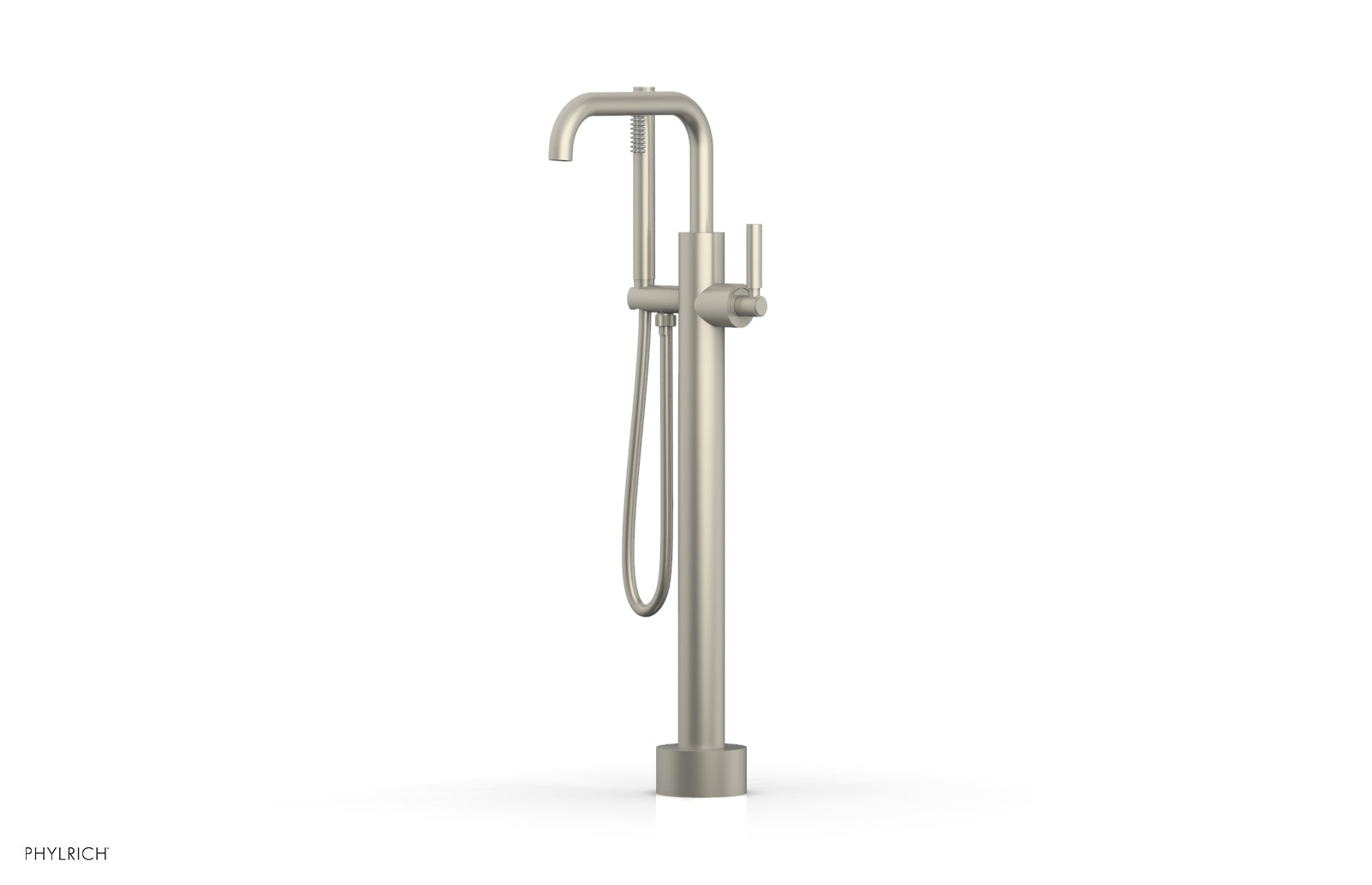 BASIC Low Floor Mount Tub Filler with Lever Handle and Hand Shower D130 45 03 - Perfect for Modern Bathroom Renovations and Spa-Like Shower Experiences