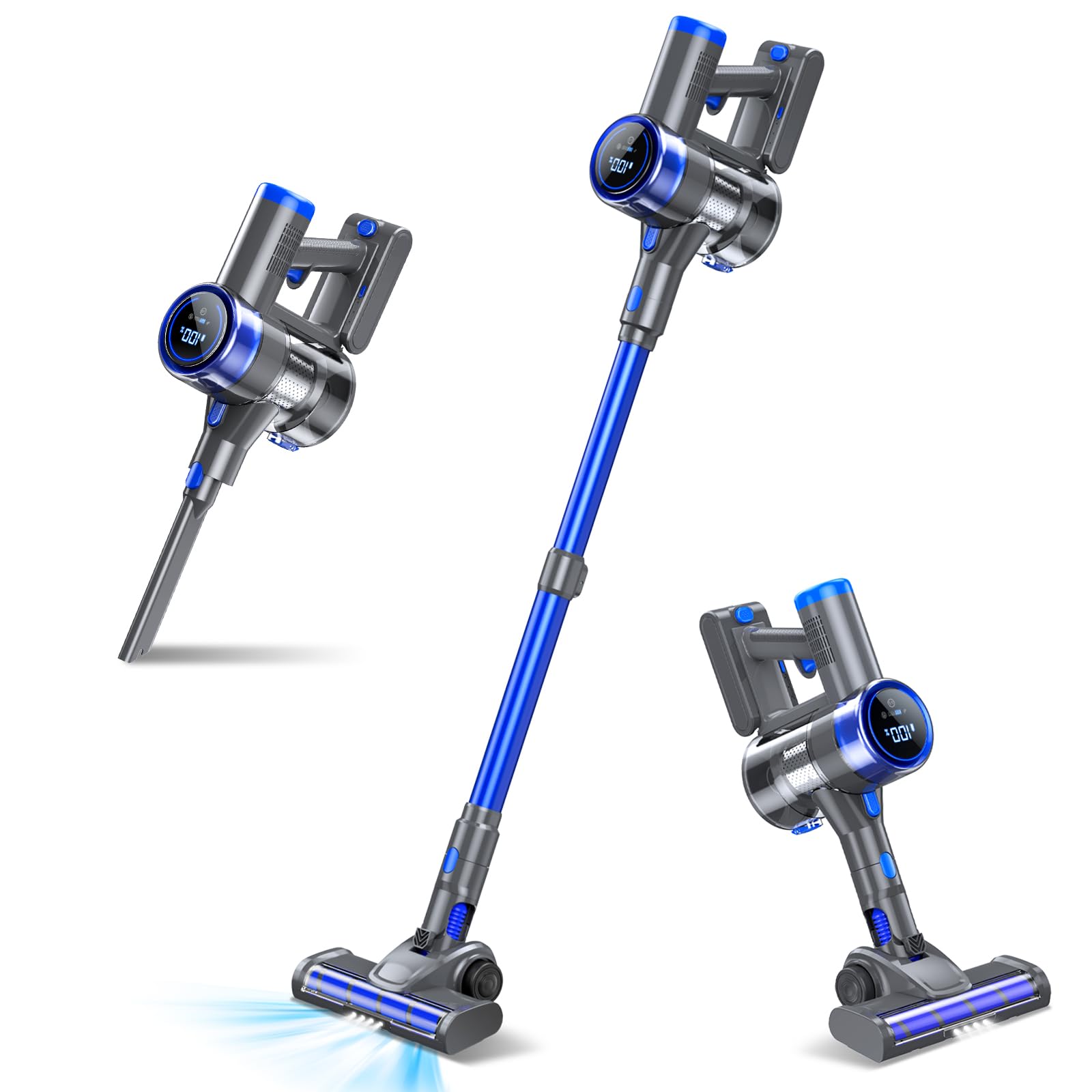 33KPA/400W Rechargeable Cordless Stick Vacuum Cleaner - 45 Min Runtime, 6-in-1 Lightweight Handheld Vacuum for Hard Floors, Carpets & Pet Hair | Perfect for Home, Car & Pet Owners | Quick Cleanups & Deep Cleaning