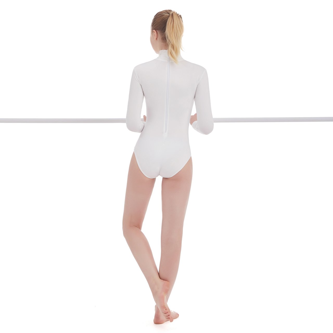 SUPRNOWA Women's Long Sleeve Turtleneck Leotard - Spandex Dance Bodysuit for Ballet, Yoga & Workout - Stretchy Fitness Bodysuit for Gymnastics & Dance Performance