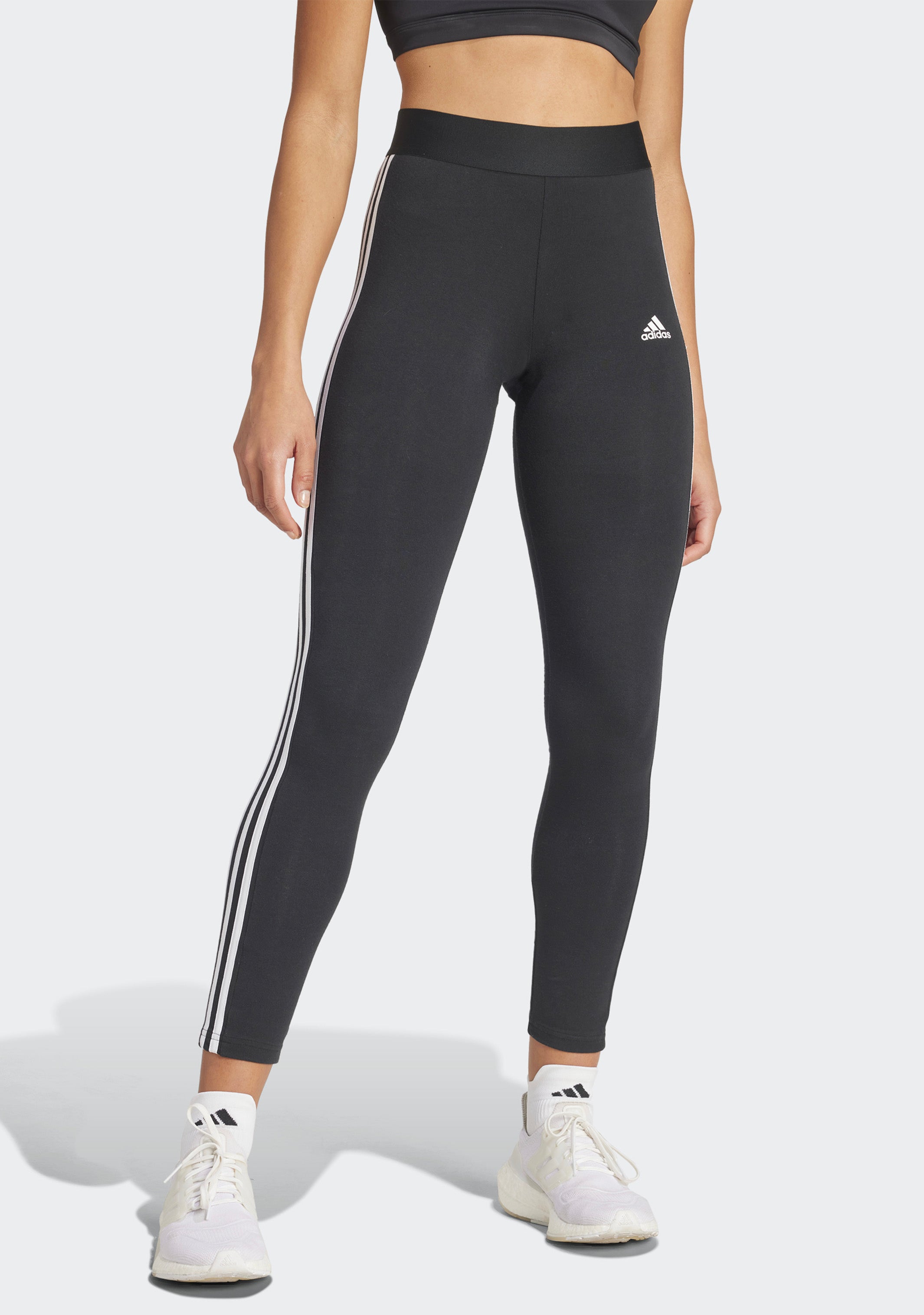 Adidas Women's 3 Stripes Yoga Leggings - High Waisted Workout Pants for Running, Gym & Lounge Wear