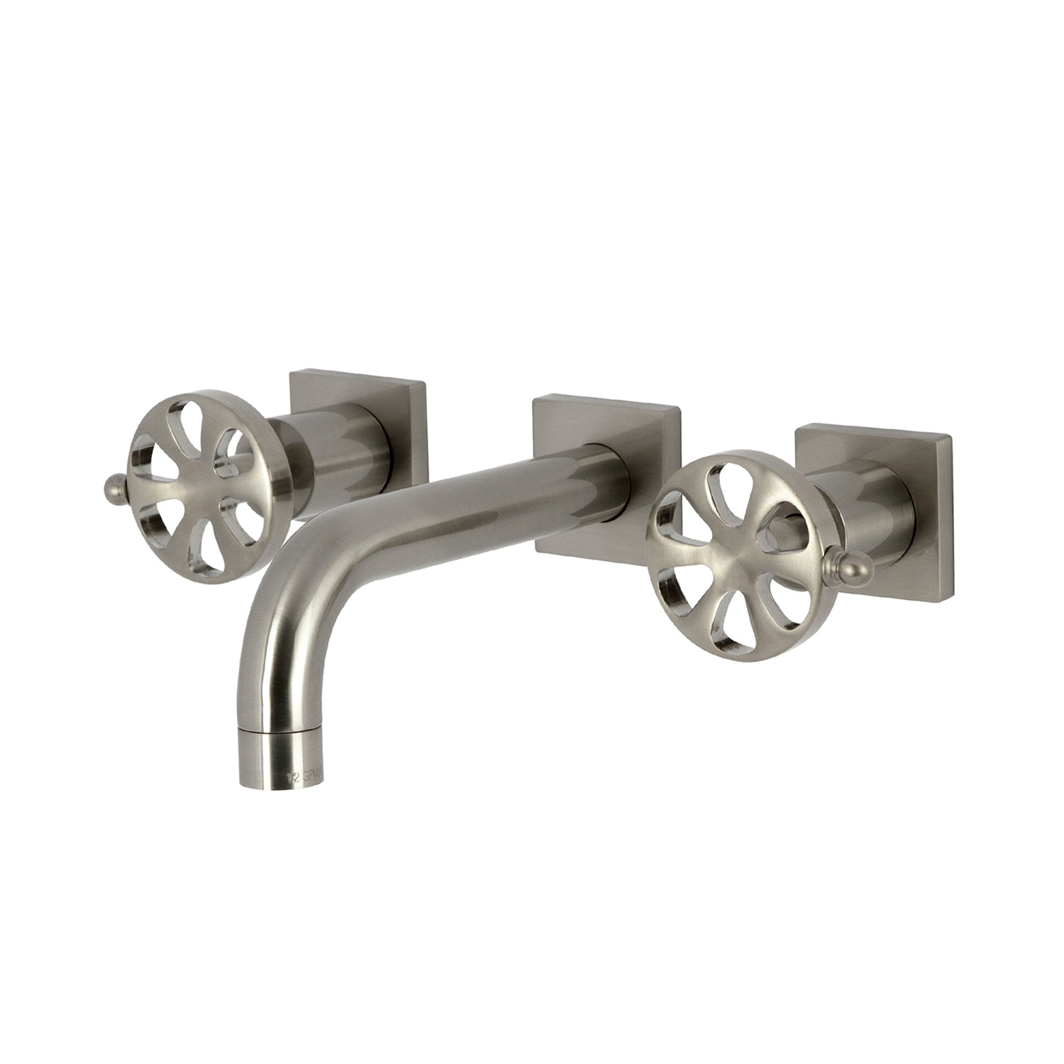 Belknap KS6128RX Brushed Nickel Double Handle 3-Hole Wall Mount Bathroom Faucet - Perfect for Modern Bathrooms and Powder Rooms