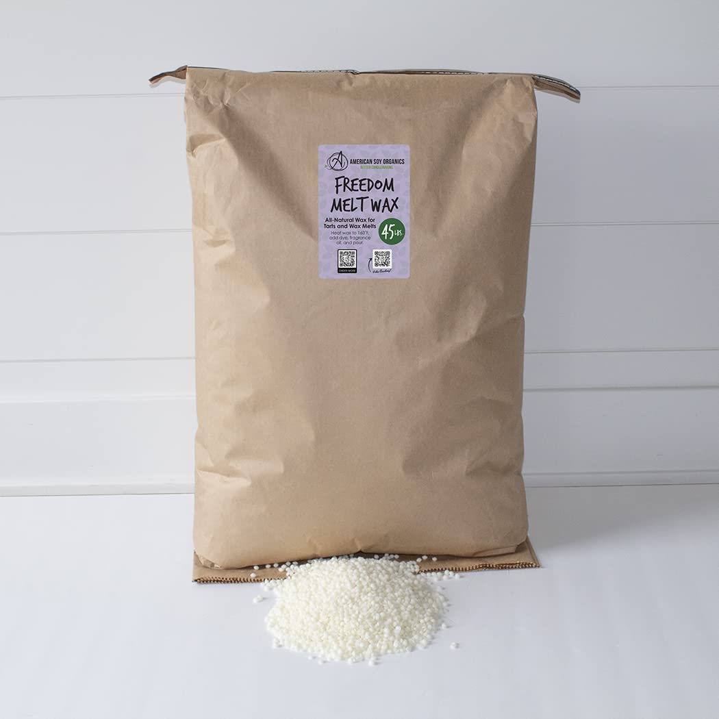 American Soy Organics Freedom Soy Wax Beads - 45 lbs Natural Candle Making Supplies, Paraffin-Free & Beeswax-Free Wax for Melts, Tarts, Tealights & Cubes | Perfect for Home Fragrance, DIY Candles & Aromatherapy