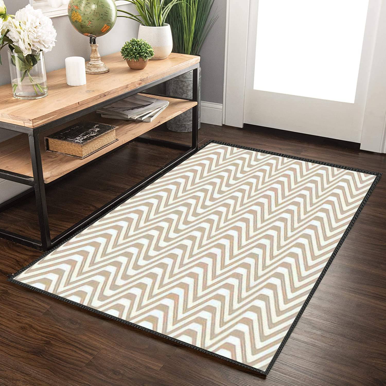 Non-Slip Wavy Geometric Area Rugs - Soft Anti-Skid Optical Illusion Carpet for Living Room, Bedroom, Kids Room & Door Entrance - Multi-Theme Home Decor Floor Mats | Perfect for Modern Homes, Playrooms & High-Traffic Areas