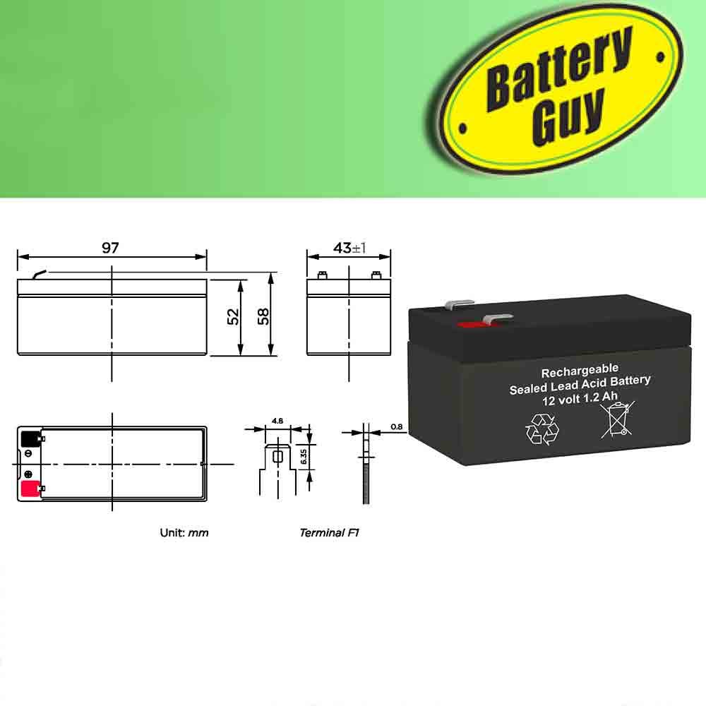 12V 1.2Ah SLA Replacement Battery (2-Pack) - Rechargeable Sealed Lead Acid Battery for UPS, Emergency Lights, Security Systems & Backup Power